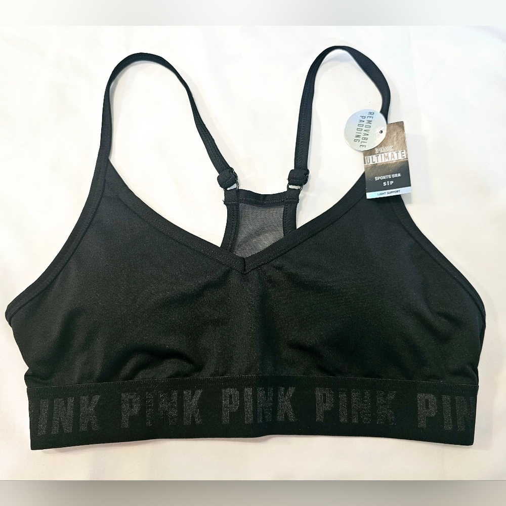 PINK Victoria's Secret Black Sports Bra Size SM